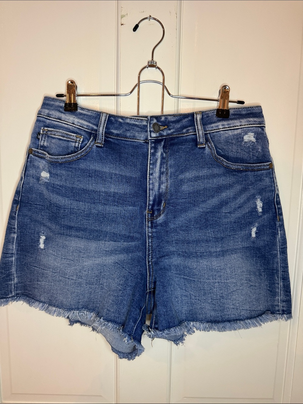 Judy Blue Medium Wash Distressed Denim Cutoff Shorts